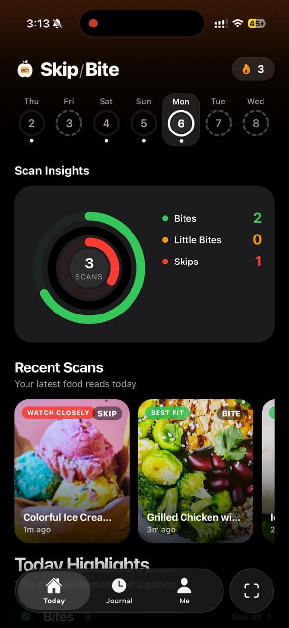 SkipOrBite app interface preview