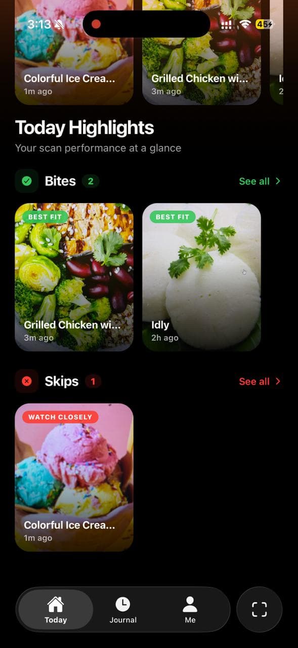 SkipOrBite dark mode highlights